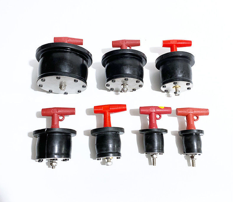 Red T-handle expandable rubber pipe plugs in several sizes