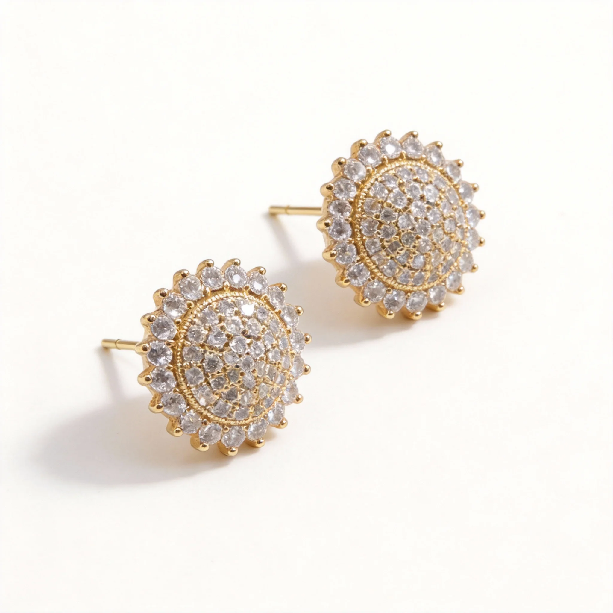 sparkling pave cubic zirconia round stud earrings