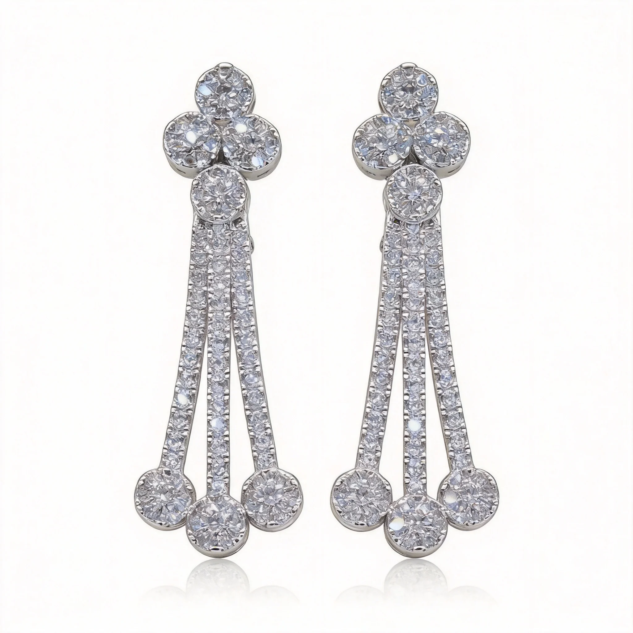 18k gold plated full pave cz tassel drop earrings