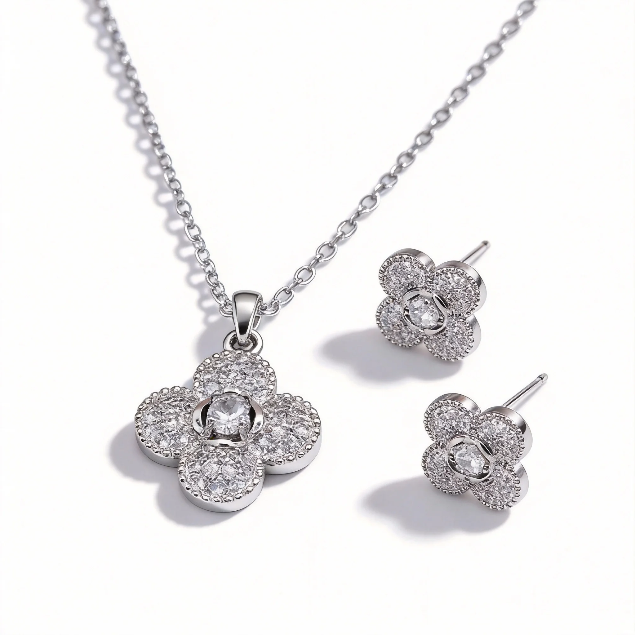 clover full pave cz jewelry set