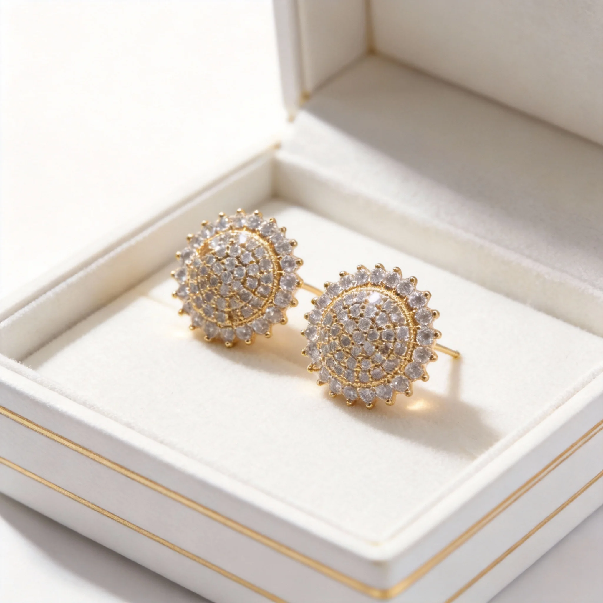 sparkling pave cubic zirconia round stud earrings