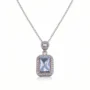 sky blue cubic zirconia square pendant necklace & earring set