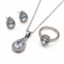 teardrop sky blue cz jewelry 3 piece set